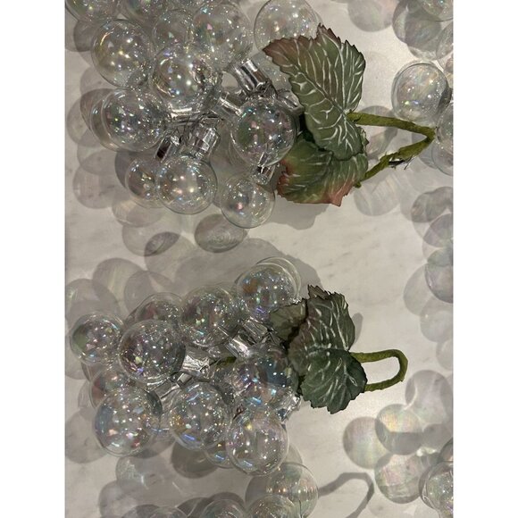 Vintage Christmas Hand Blown Iridescent Glass Grape Cluster Ornaments Lot Of 21 - Picture 4 of 5